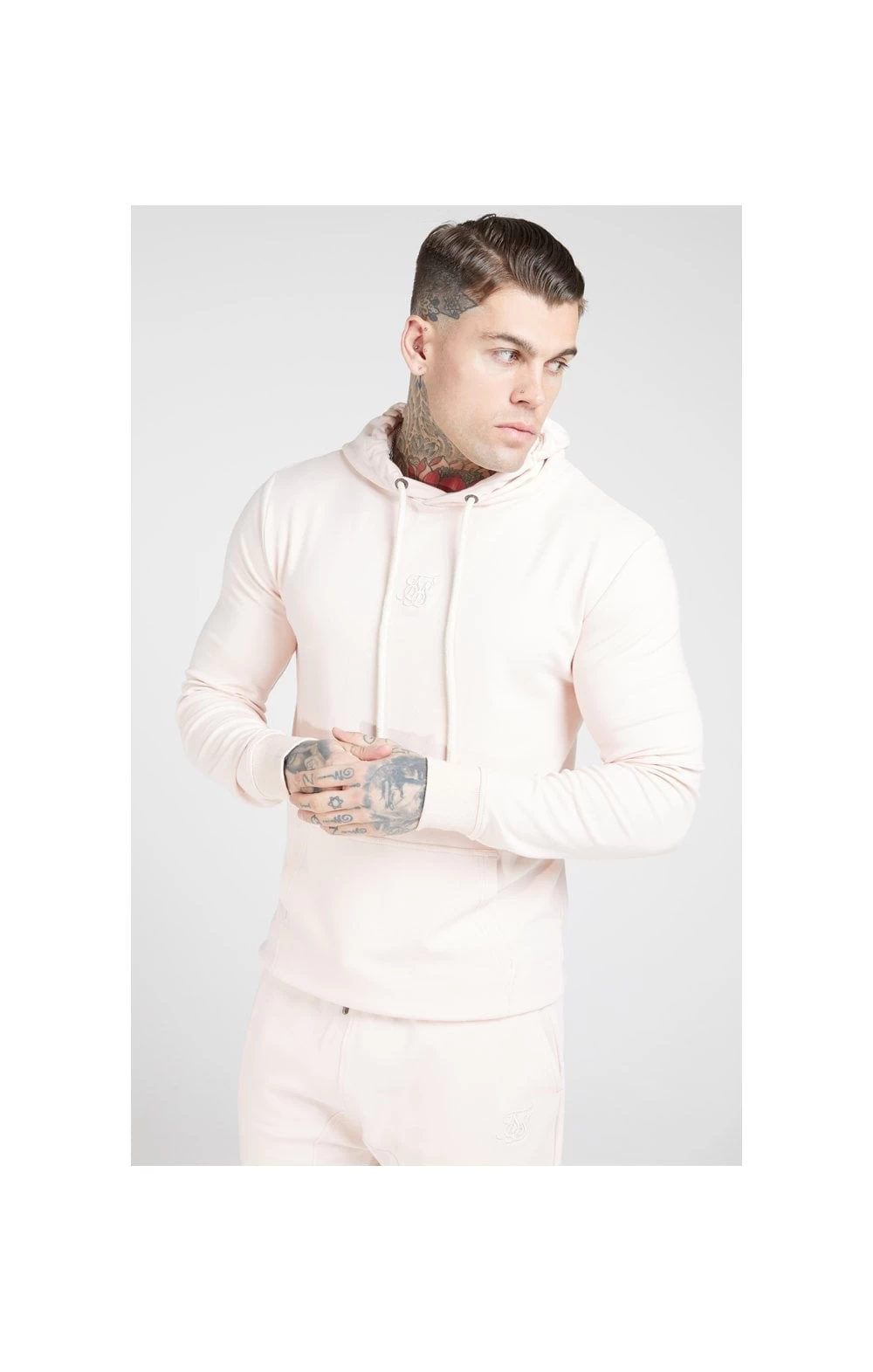 SikSilk Overhead Muscle Fit Hoodie - Cloudy Pink 4 SikSilk Overhead Muscle Fit Hoodie - Cloudy Pink - Image 2