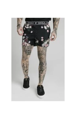 SikSilk BlackFloral Swim Short
