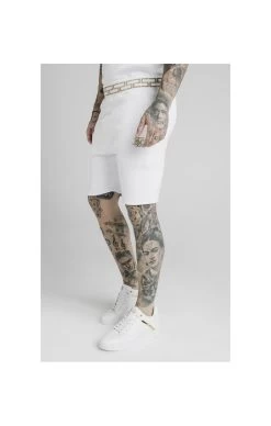 SikSilk Chain Rib Relaxed Shorts - White