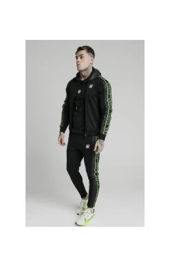 SikSilk Hyper Tape Bomber Jacket - Black & Neon Fluro