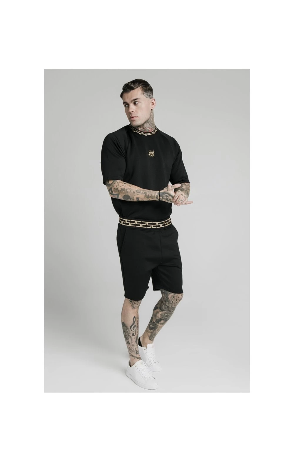 SikSilk Chain Rib Relaxed Shorts - Black 5 SikSilk Chain Rib Relaxed Shorts - Black - Image 3