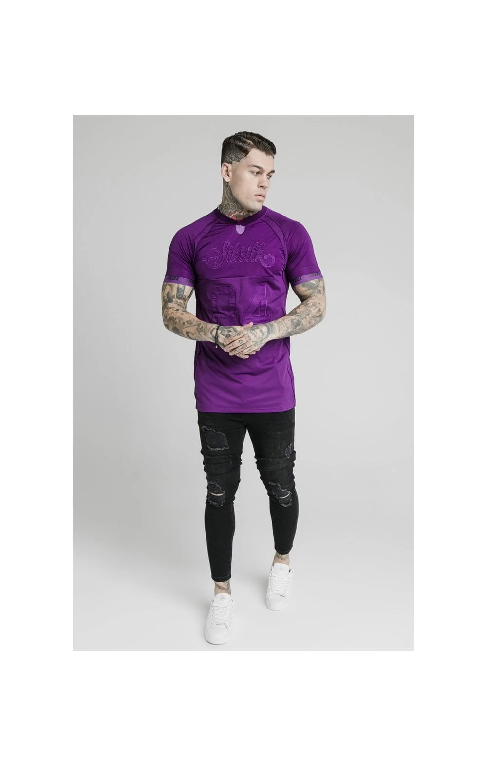 SikSilk Stretch Tee - Purple 5 SikSilk Stretch Tee - Purple - Image 3