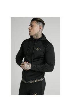 SikSilk Scope Tape Zip Through Hoodie - Black
