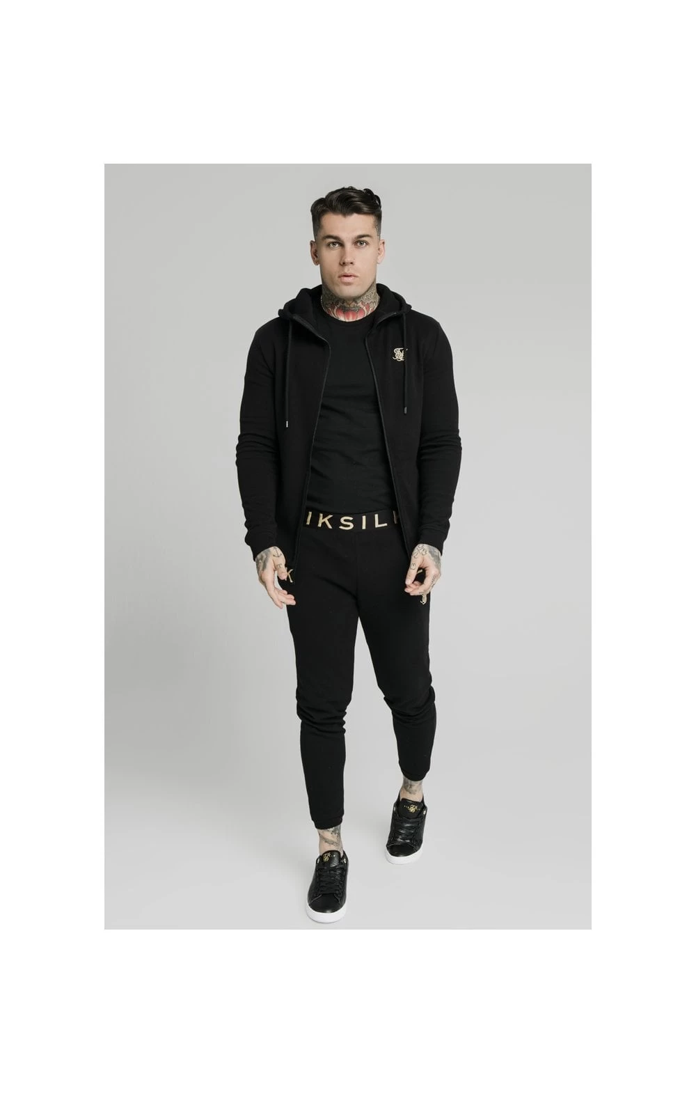 SikSilk Elastic Jacquard Zip Through Hoodie – Black 4 SikSilk Elastic Jacquard Zip Through Hoodie – Black - Image 2