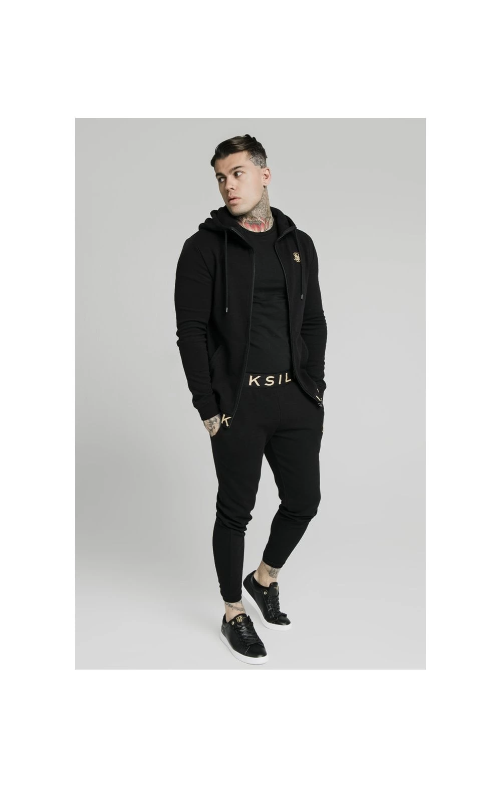 SikSilk Elastic Jacquard Zip Through Hoodie – Black 5 SikSilk Elastic Jacquard Zip Through Hoodie – Black - Image 3