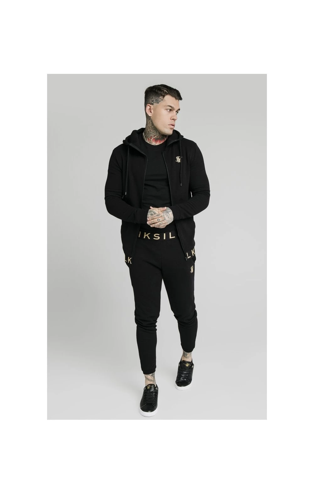SikSilk Elastic Jacquard Zip Through Hoodie – Black 6 SikSilk Elastic Jacquard Zip Through Hoodie – Black - Image 4