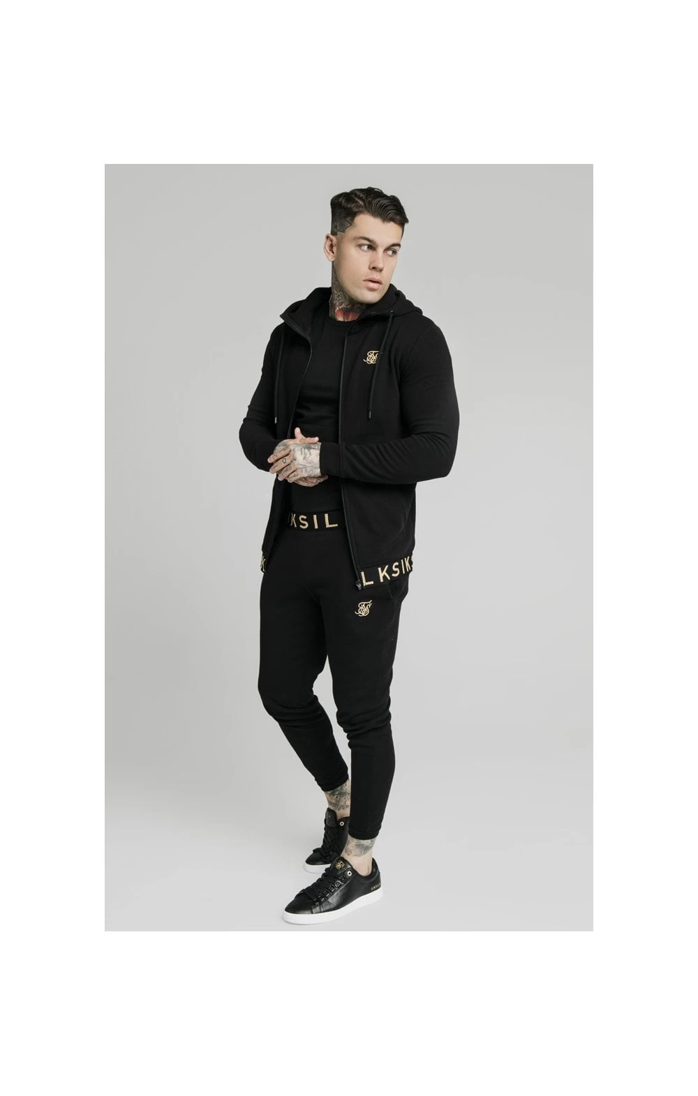 SikSilk Elastic Jacquard Zip Through Hoodie – Black 7 SikSilk Elastic Jacquard Zip Through Hoodie – Black - Image 5