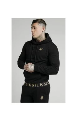 SikSilk Elastic Jacquard Overhead Hoodie – Black