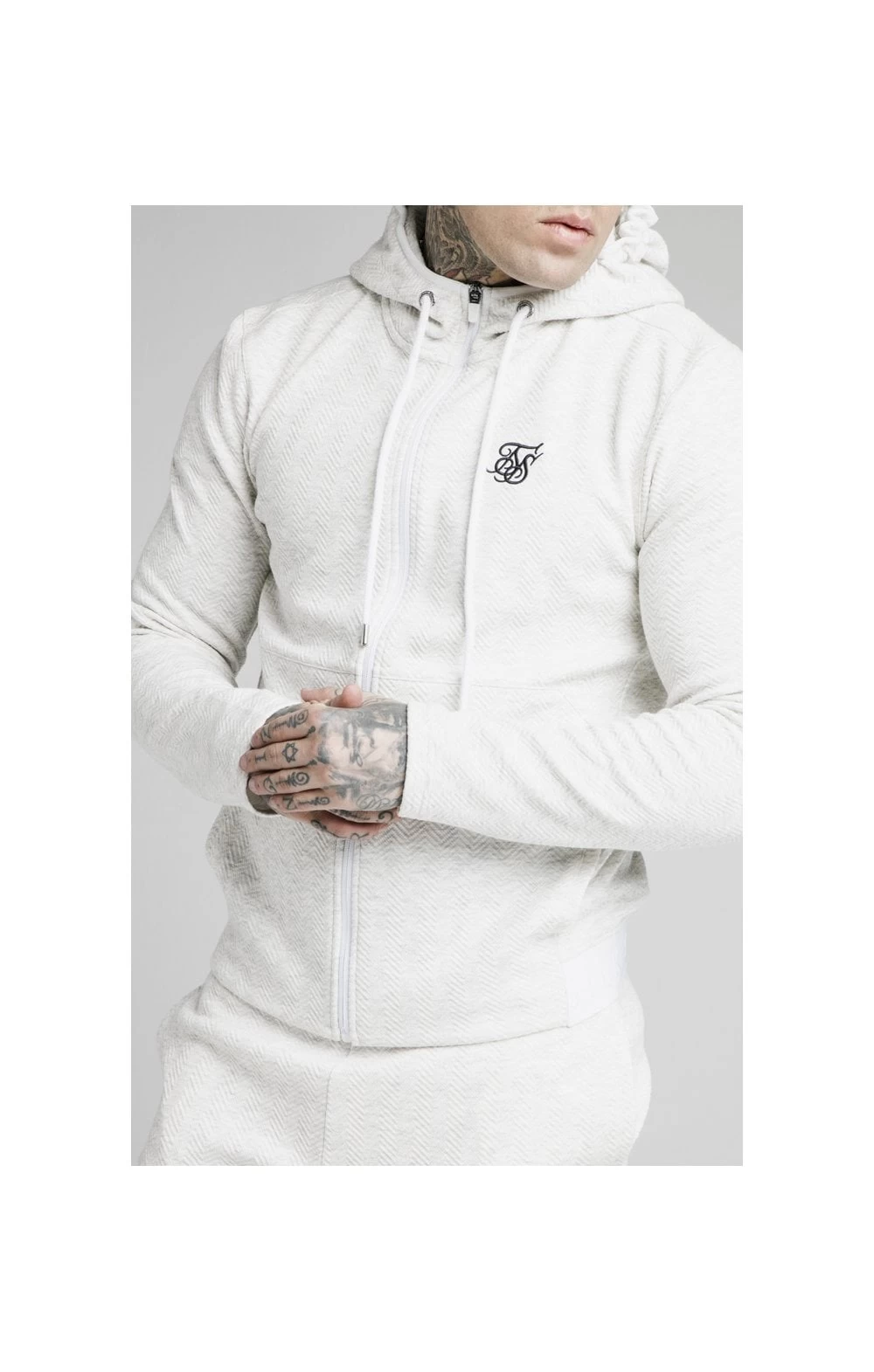 SikSilk Agility Textured Zip Through Hoodie - Snow Marl 3 SikSilk Agility Textured Zip Through Hoodie - Snow Marl