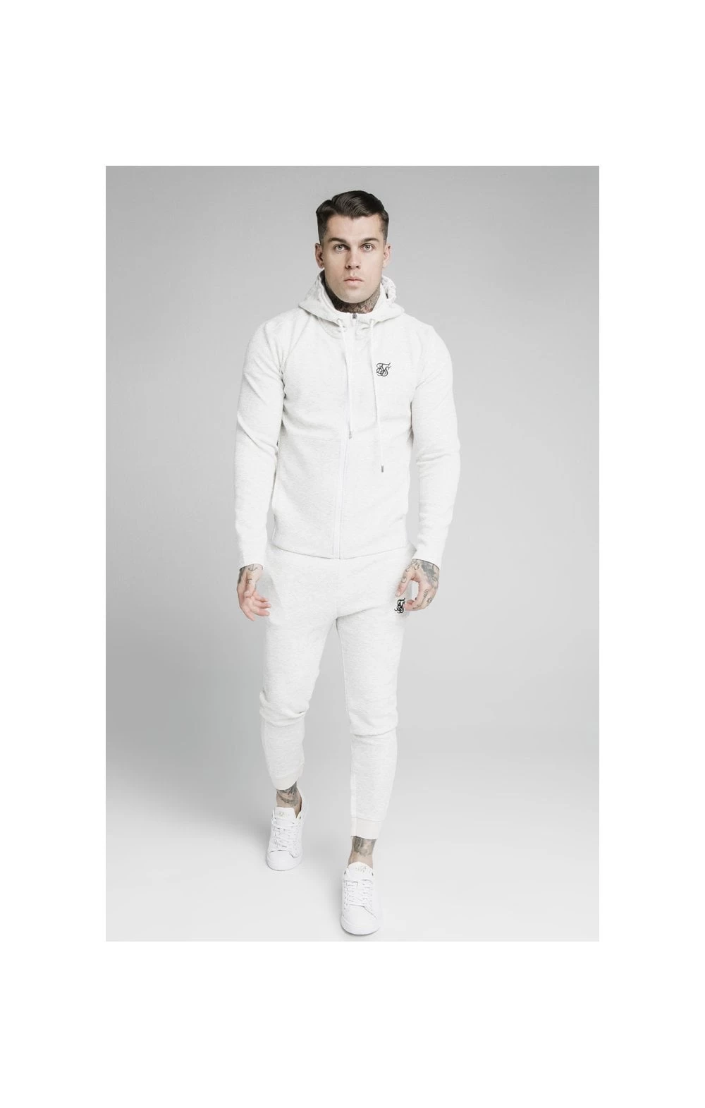 SikSilk Agility Textured Zip Through Hoodie - Snow Marl 6 SikSilk Agility Textured Zip Through Hoodie - Snow Marl - Image 4