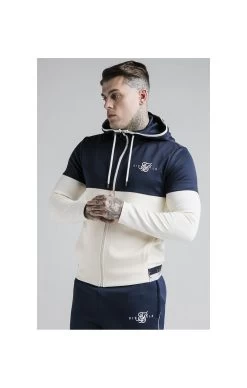 SikSilk Agility Deluxe Zip Through Hoodie - Navy & Off White
