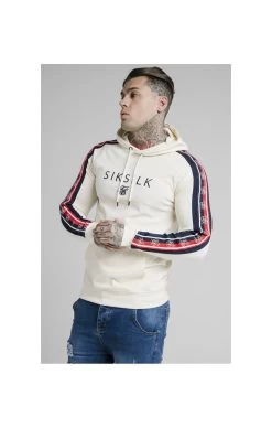 SikSilk Overhead Retro Tape Hoodie - Off White