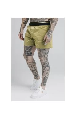SikSilk Adapt Crushed Nylon Swim Shorts - Khaki