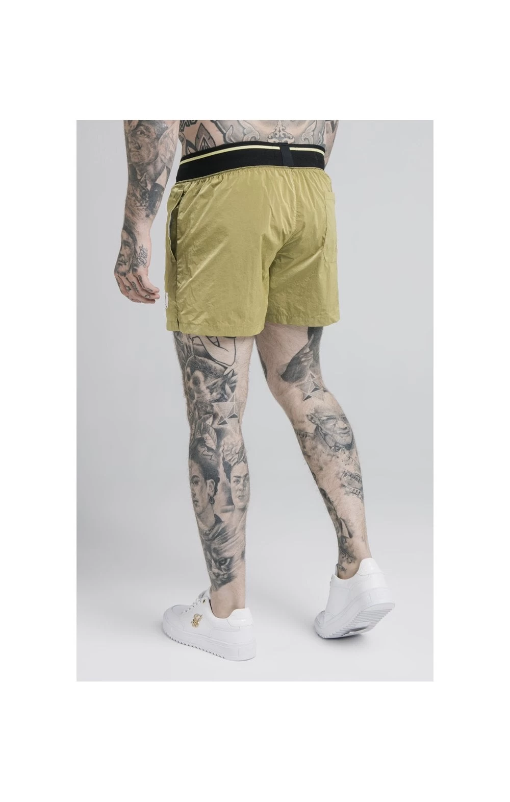 SikSilk Adapt Crushed Nylon Swim Shorts - Khaki 4 SikSilk Adapt Crushed Nylon Swim Shorts - Khaki - Image 2