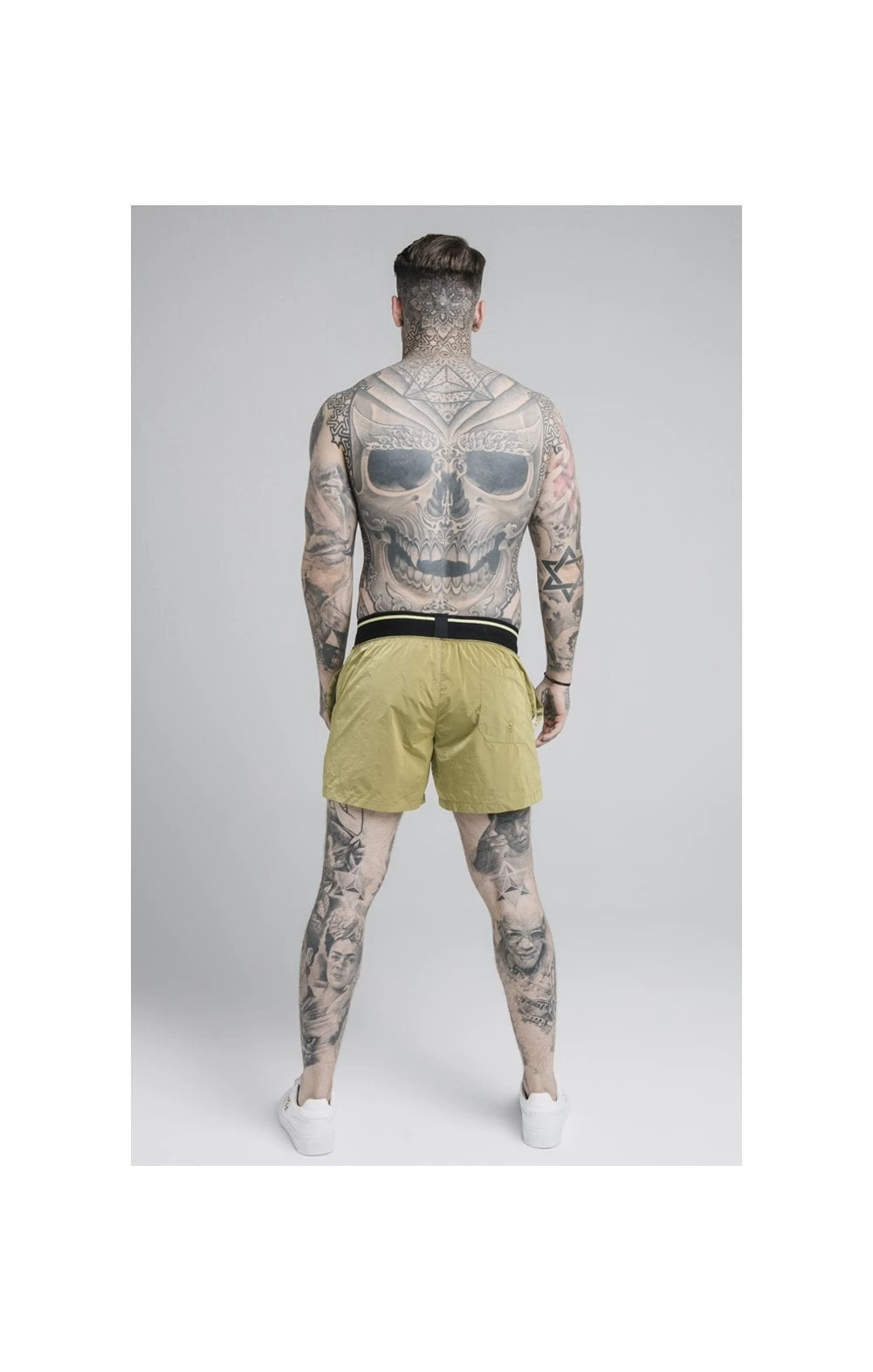 SikSilk Adapt Crushed Nylon Swim Shorts - Khaki 6 SikSilk Adapt Crushed Nylon Swim Shorts - Khaki - Image 4