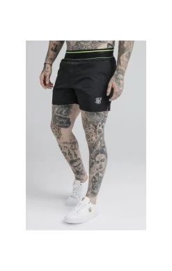 SikSilk Adapt Crushed Nylon Swim Shorts - Black