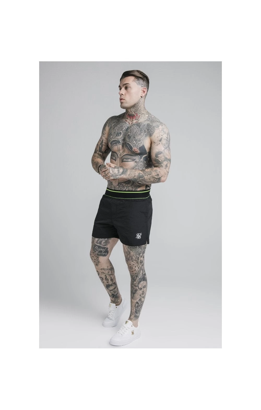 SikSilk Adapt Crushed Nylon Swim Shorts - Black 5 SikSilk Adapt Crushed Nylon Swim Shorts - Black - Image 3