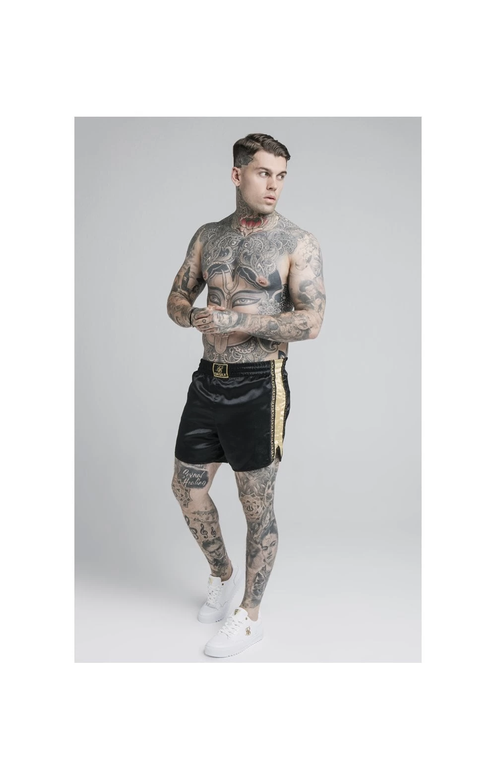 SikSilk Black Satin Short 5 SikSilk Black Satin Short - Image 3