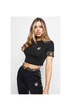 SikSilk Roma Tape Crop Tee โ Black
