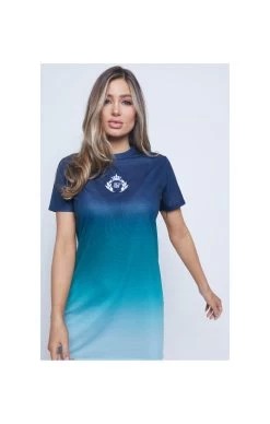SikSilk Fade Embroidered T-Shirt Dress - Navy & Teal -Style Zone Shop 1605714456 87166800 dc1d276c 948d 406f 9506 9f0abb6e3b60