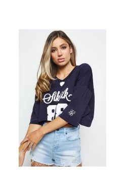 SikSilk Retro Football Crop Jersey - Navy -Style Zone Shop 1606400229 60324400