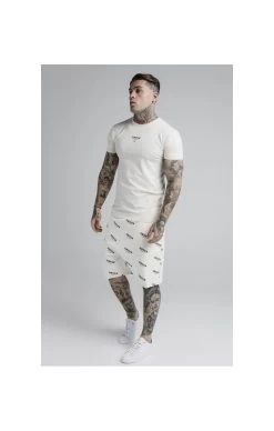 SikSilk Repeat Print Shorts - Off White -Style Zone Shop 1617021893 22554400