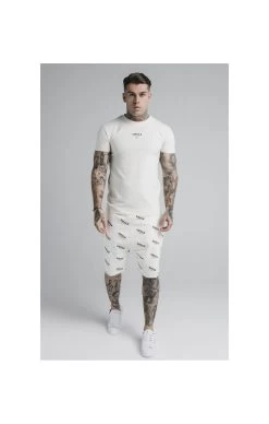 SikSilk Repeat Print Shorts - Off White -Style Zone Shop 1617021894 68143800