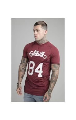 SikSilk Burgundy Stretch Sports T-Shirt