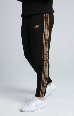 SikSilk Black, Gold Knitted Tape Track Pant
