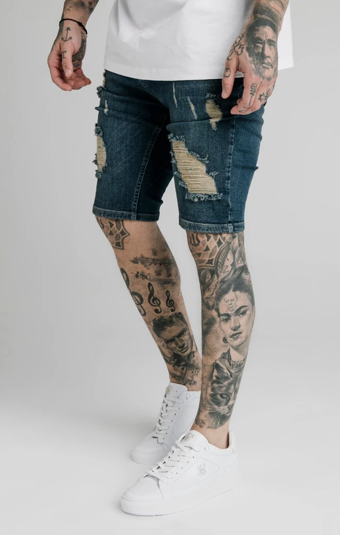SikSilk Midstone Skinny Distressed Denim Short 3 SikSilk Midstone Skinny Distressed Denim Short