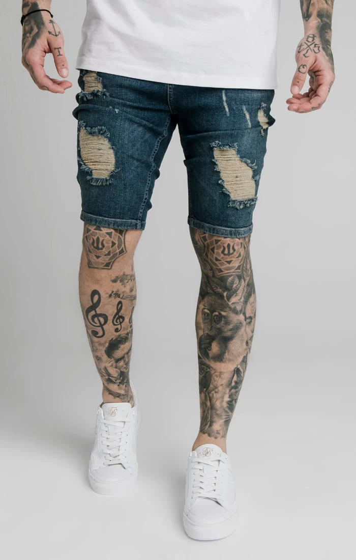 SikSilk Midstone Skinny Distressed Denim Short 4 SikSilk Midstone Skinny Distressed Denim Short - Image 2