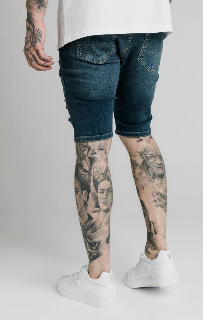 SikSilk Midstone Skinny Distressed Denim Short 5 SikSilk Midstone Skinny Distressed Denim Short - Image 3