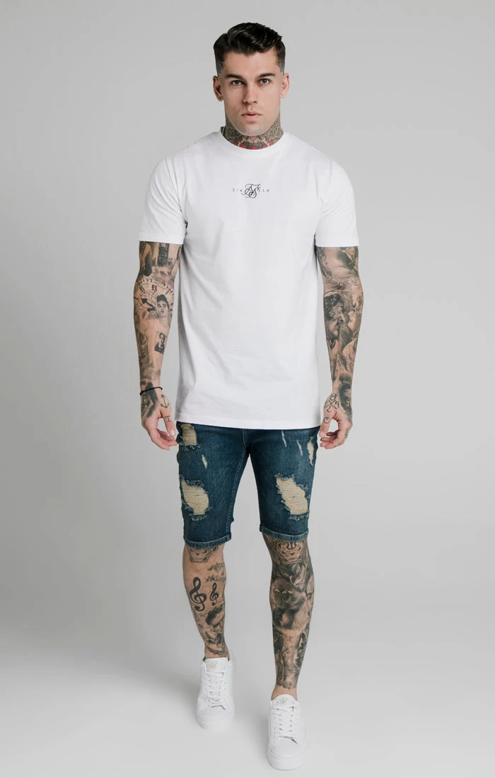 SikSilk Midstone Skinny Distressed Denim Short 6 SikSilk Midstone Skinny Distressed Denim Short - Image 4