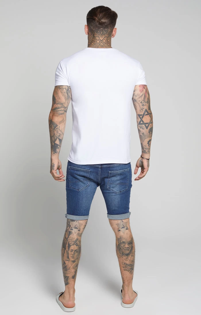 SikSilk Midstone Skinny Distressed Denim Short 7 SikSilk Midstone Skinny Distressed Denim Short - Image 5