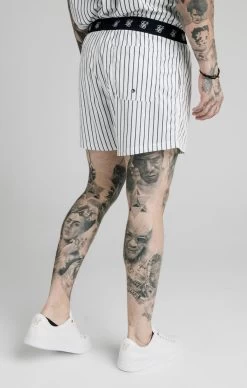 SikSilk White Stripe Elasticated Swim Short -Style Zone Shop SS 16822 3