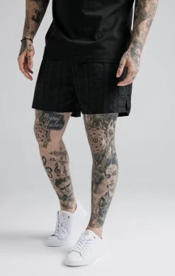 SikSilk Black Print Swim Short