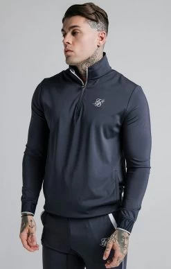 SikSilk Gravity 1/4 Zip Funnel Neck Overhead Hoodie - Navy