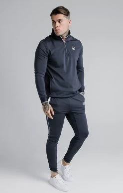 SikSilk Gravity 1/4 Zip Funnel Neck Overhead Hoodie - Navy -Style Zone Shop SS 17172 4