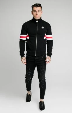 SikSilk Luxe Zip Through Funnel Neck Hoodie – Black,White & Red -Style Zone Shop SS 17325 3