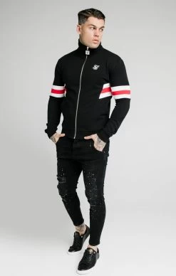 SikSilk Luxe Zip Through Funnel Neck Hoodie – Black,White & Red -Style Zone Shop SS 17325 4