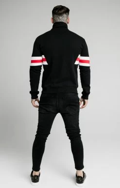 SikSilk Luxe Zip Through Funnel Neck Hoodie – Black,White & Red -Style Zone Shop SS 17325 5