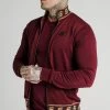 SikSilk Jacquard Retro Zip Through - Burgundy