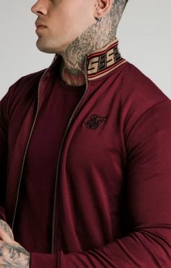 SikSilk Jacquard Retro Zip Through - Burgundy -Style Zone Shop SS 17354 3