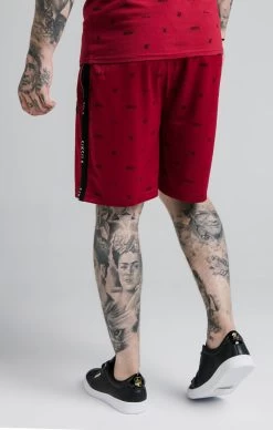 SikSilk Shadow Loose Fit Shorts - Deep Red & Black -Style Zone Shop SS 17392 3