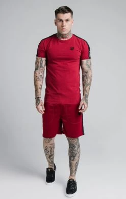 SikSilk Shadow Loose Fit Shorts - Deep Red & Black -Style Zone Shop SS 17392 4
