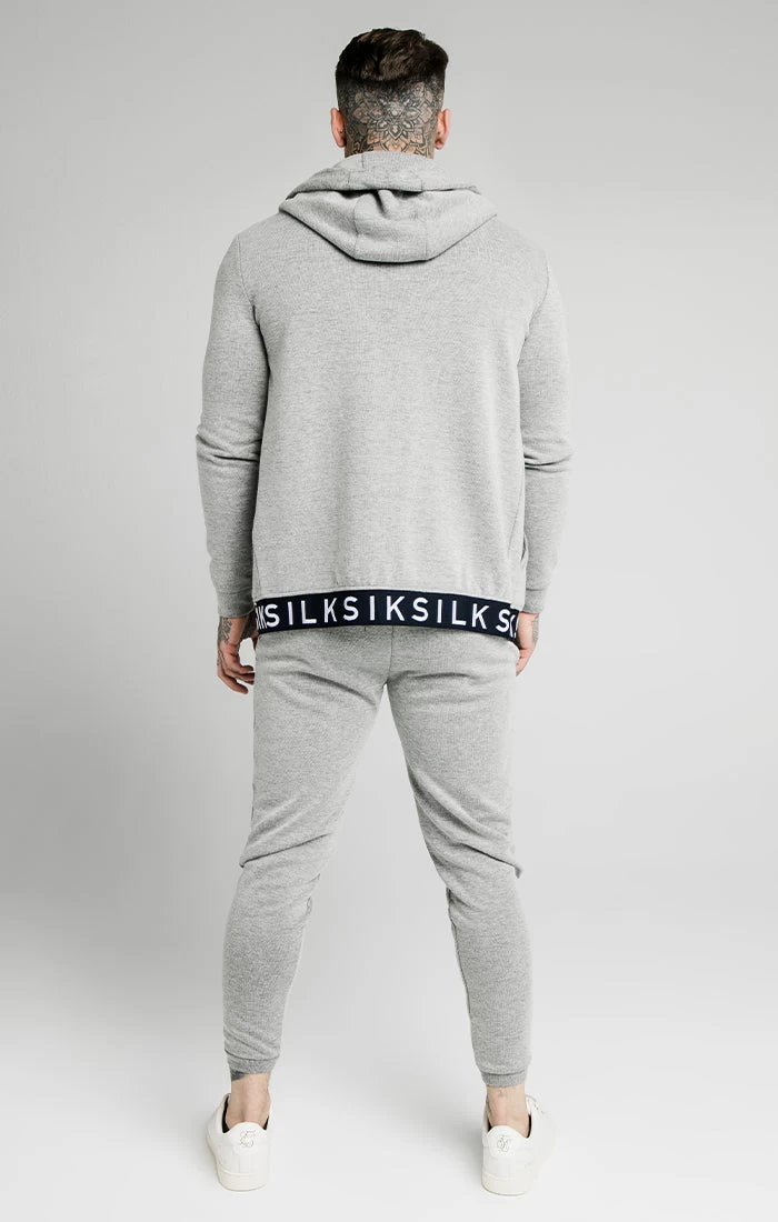 SikSilk Elastic Jacquard Zip Through Hoodie – Grey 7 SikSilk Elastic Jacquard Zip Through Hoodie – Grey - Image 5