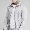SikSilk Dual Stripe Agility Zip Through Hoodie - Grey & White -Style Zone Shop SS 17572 1