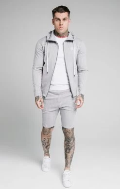 SikSilk Dual Stripe Agility Zip Through Hoodie - Grey & White -Style Zone Shop SS 17572 3