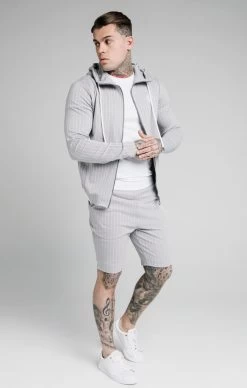 SikSilk Dual Stripe Agility Zip Through Hoodie - Grey & White -Style Zone Shop SS 17572 4