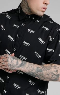 SikSilk Black Print Resort Shirt -Style Zone Shop SS 18503 3